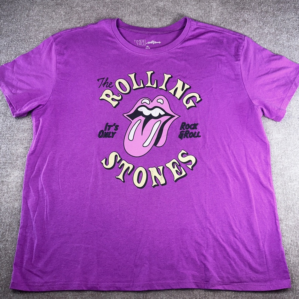 Time and Tru‎ Rolling Stones Graphic T-Shirt Purple XL 16-18 Rock Band Tee